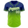 Custom Royal White-Neon Green Authentic Fade Fashion Baseball Jersey