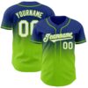 Custom Royal White-Neon Green Authentic Fade Fashion Baseball Jersey