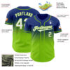 Custom Royal White-Neon Green Authentic Fade Fashion Baseball Jersey