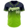 Custom Navy White-Neon Green Authentic Fade Fashion Baseball Jersey