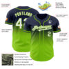 Custom Navy White-Neon Green Authentic Fade Fashion Baseball Jersey