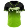 Custom Black White-Neon Green Authentic Fade Fashion Baseball Jersey