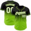 Custom Black White-Neon Green Authentic Fade Fashion Baseball Jersey