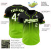 Custom Black White-Neon Green Authentic Fade Fashion Baseball Jersey