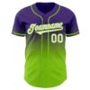 Custom Purple White-Neon Green Authentic Fade Fashion Baseball Jersey