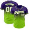 Custom Purple White-Neon Green Authentic Fade Fashion Baseball Jersey