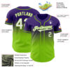 Custom Purple White-Neon Green Authentic Fade Fashion Baseball Jersey