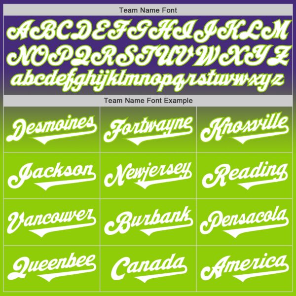 Custom Purple White-Neon Green Authentic Fade Fashion Baseball Jersey