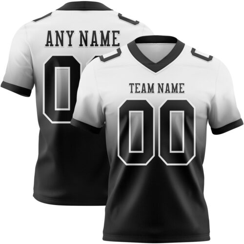 FadeFashion1348 Custom White Black Authentic Fade Fashion Football Jersey