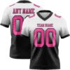 Custom White Pink-Black Authentic Fade Fashion Football Jersey