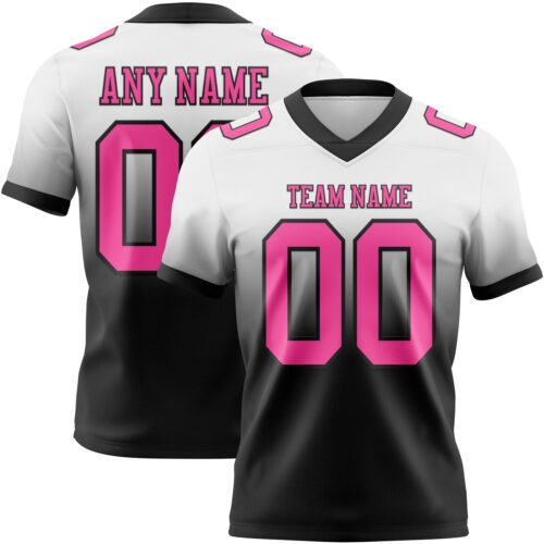 FadeFashion1351 Custom White Pink-Black Authentic Fade Fashion Football Jersey