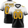 Custom White Gold-Black Authentic Fade Fashion Football Jersey
