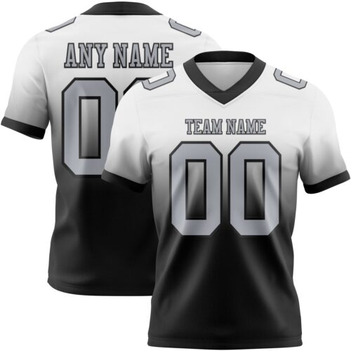 Custom White Gray-Black Authentic Fade Fashion Football Jersey