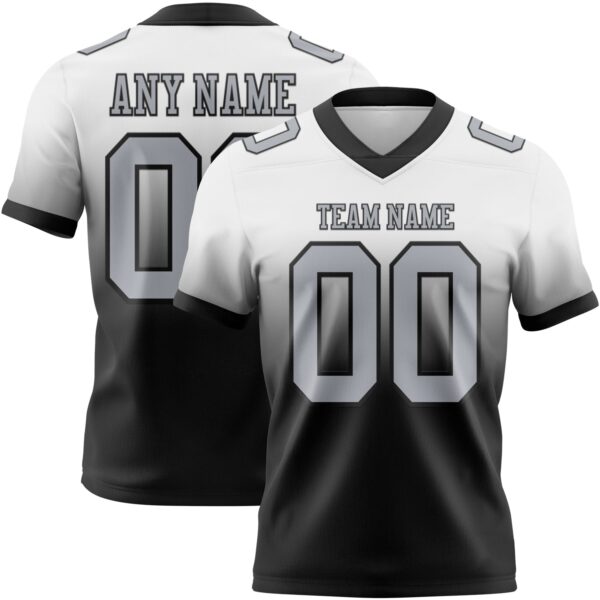 Custom White Gray-Black Authentic Fade Fashion Football Jersey