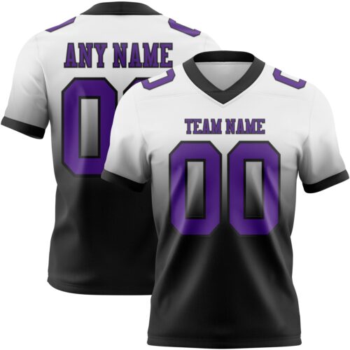 FadeFashion1355 Custom White Purple-Black Authentic Fade Fashion Football Jersey