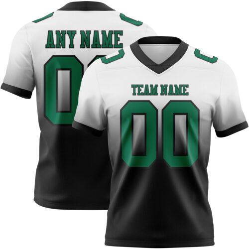 Custom White Kelly Green-Black Authentic Fade Fashion Football Jersey
