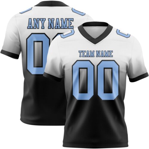 FadeFashion1357 Custom White Light Blue-Black Authentic Fade Fashion Football Jersey