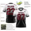Custom White Maroon-Black Authentic Fade Fashion Football Jersey