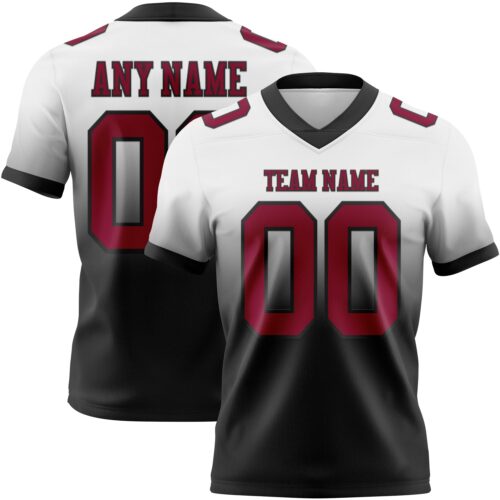 FadeFashion1358 Custom White Maroon-Black Authentic Fade Fashion Football Jersey