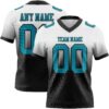 Custom White Teal-Black Authentic Fade Fashion Football Jersey