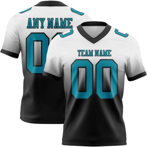 FadeFashion1359 Custom White Teal-Black Authentic Fade Fashion Football Jersey