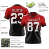 Custom Red White-Black Authentic Fade Fashion Football Jersey
