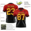 Custom Red Gold-Black Authentic Fade Fashion Football Jersey