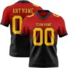 Custom Red Gold-Black Authentic Fade Fashion Football Jersey