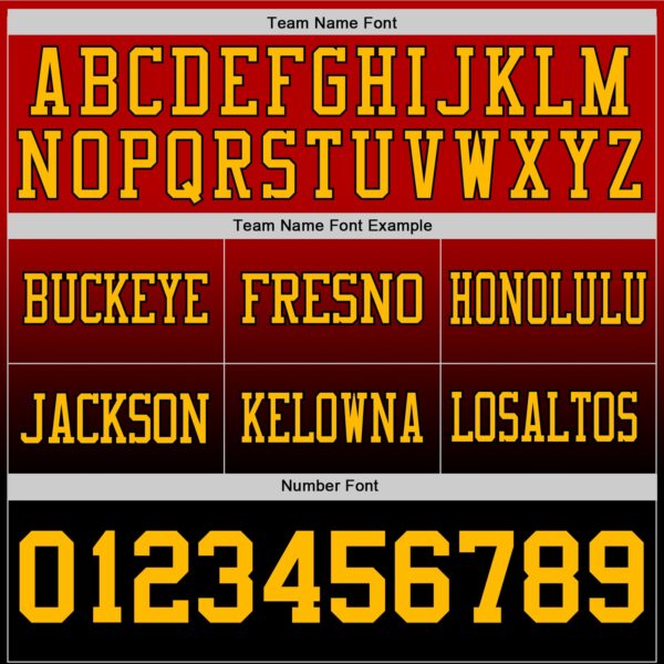 Custom Red Gold-Black Authentic Fade Fashion Football Jersey