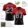 Custom Red Gray-Black Authentic Fade Fashion Football Jersey