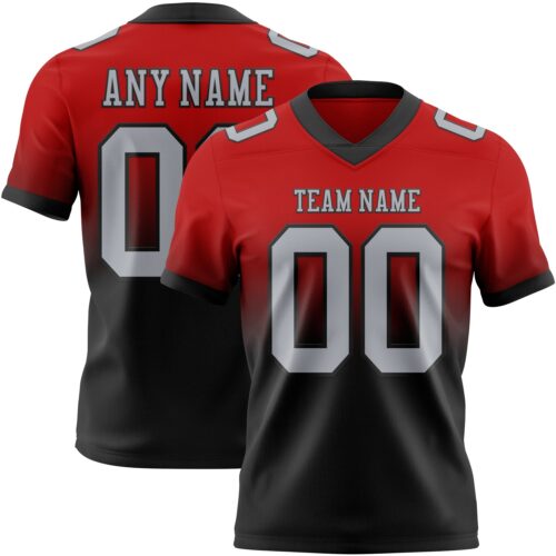 FadeFashion1365 Custom Red Gray-Black Authentic Fade Fashion Football Jersey