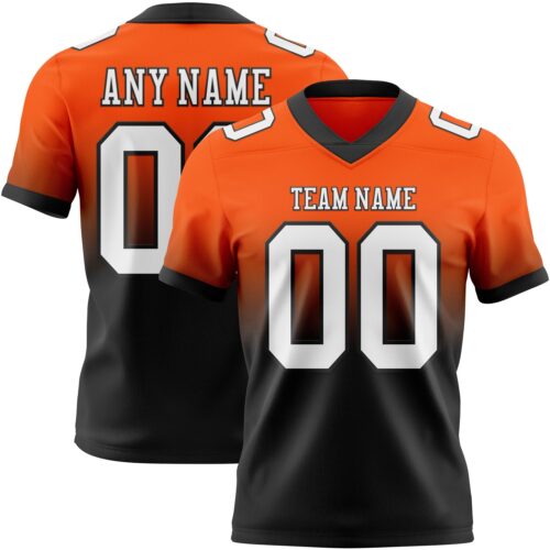 FadeFashion1368 Custom Orange White-Black Authentic Fade Fashion Football Jersey