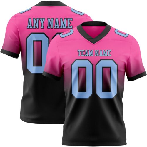 FadeFashion1370 Custom Pink Light Blue-Black Authentic Fade Fashion Football Jersey