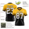 Custom Gold White-Black Authentic Fade Fashion Football Jersey