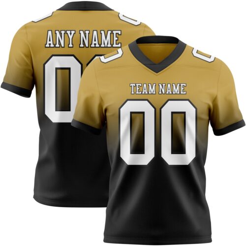 FadeFashion1375 Custom Old Gold White-Black Authentic Fade Fashion Football Jersey