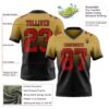 Custom Old Gold Red-Black Authentic Fade Fashion Football Jersey
