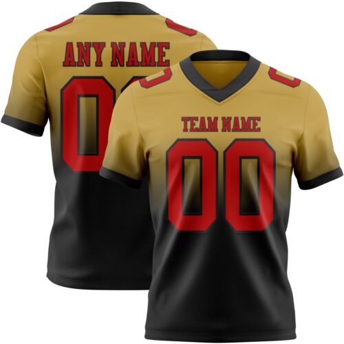 FadeFashion1376 Custom Old Gold Red-Black Authentic Fade Fashion Football Jersey