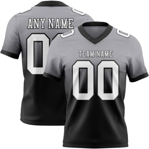 FadeFashion1377 Custom Gray White-Black Authentic Fade Fashion Football Jersey