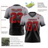 Custom Gray Red-Black Authentic Fade Fashion Football Jersey