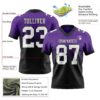 Custom Purple White-Black Authentic Fade Fashion Football Jersey