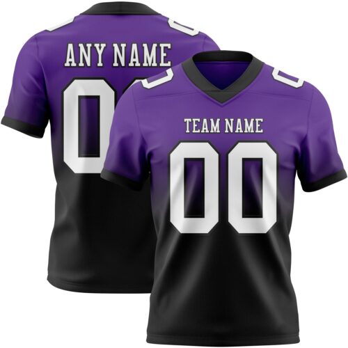 FadeFashion1379 Custom Purple White-Black Authentic Fade Fashion Football Jersey