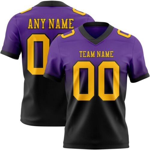 FadeFashion1380 Custom Purple Gold-Black Authentic Fade Fashion Football Jersey