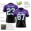 Custom Purple White Black-Teal Authentic Fade Fashion Football Jersey
