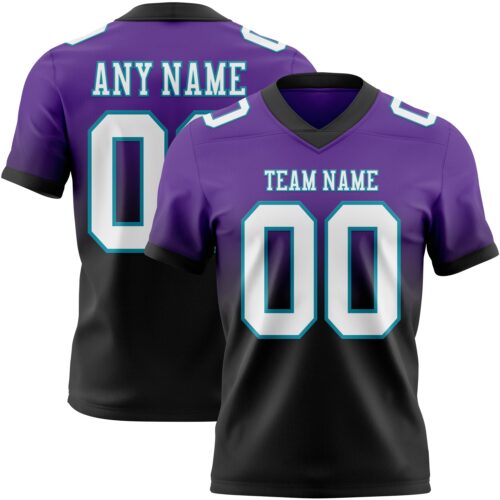 FadeFashion1382 Custom Purple White Black-Teal Authentic Fade Fashion Football Jersey
