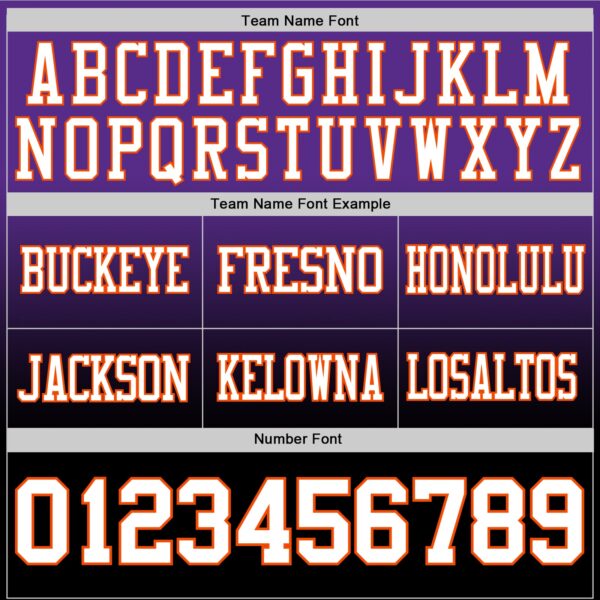 Custom Purple White Black-Orange Authentic Fade Fashion Football Jersey