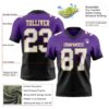 Custom Purple White Black-Old Gold Authentic Fade Fashion Football Jersey