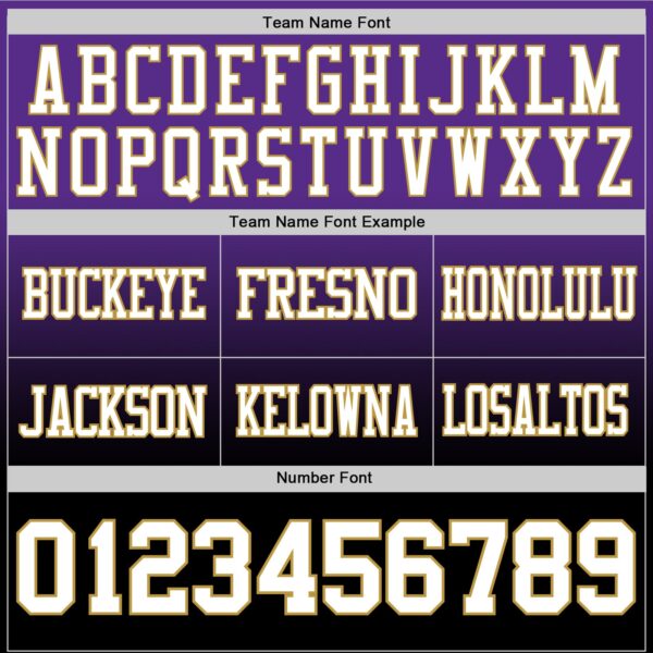 Custom Purple White Black-Old Gold Authentic Fade Fashion Football Jersey