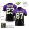 Custom Purple White Black-Neon Green Authentic Fade Fashion Football Jersey