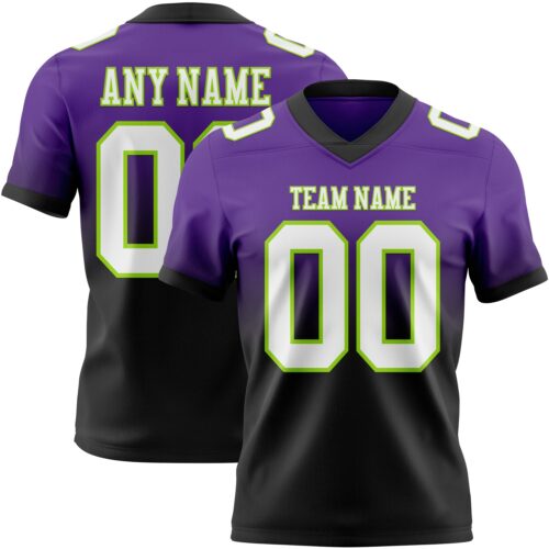 FadeFashion1387 Custom Purple White Black-Neon Green Authentic Fade Fashion Football Jersey