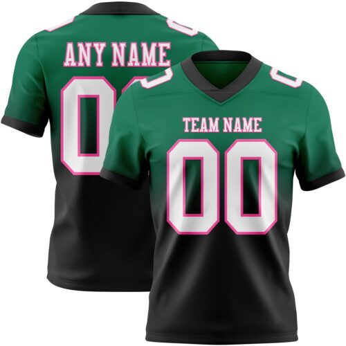 FadeFashion1389 Custom Kelly Green White Black-Pink Authentic Fade Fashion Football Jersey